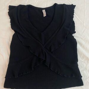 American Rag Black Ruffled Top